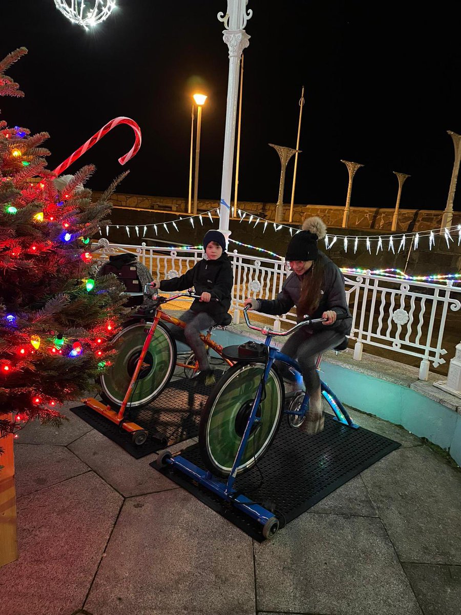 We had so much fun keeping her lit yesterday! Christmas light lit by pedal power! ✨
Join us today at the bandstand on the pier from 4pm to 8pm to help us ‘keep her lit’ again &amp; be in with a chance to WIN a €50 One 4 All voucher if you can peddle for 3 minutes on the bike 🥳
