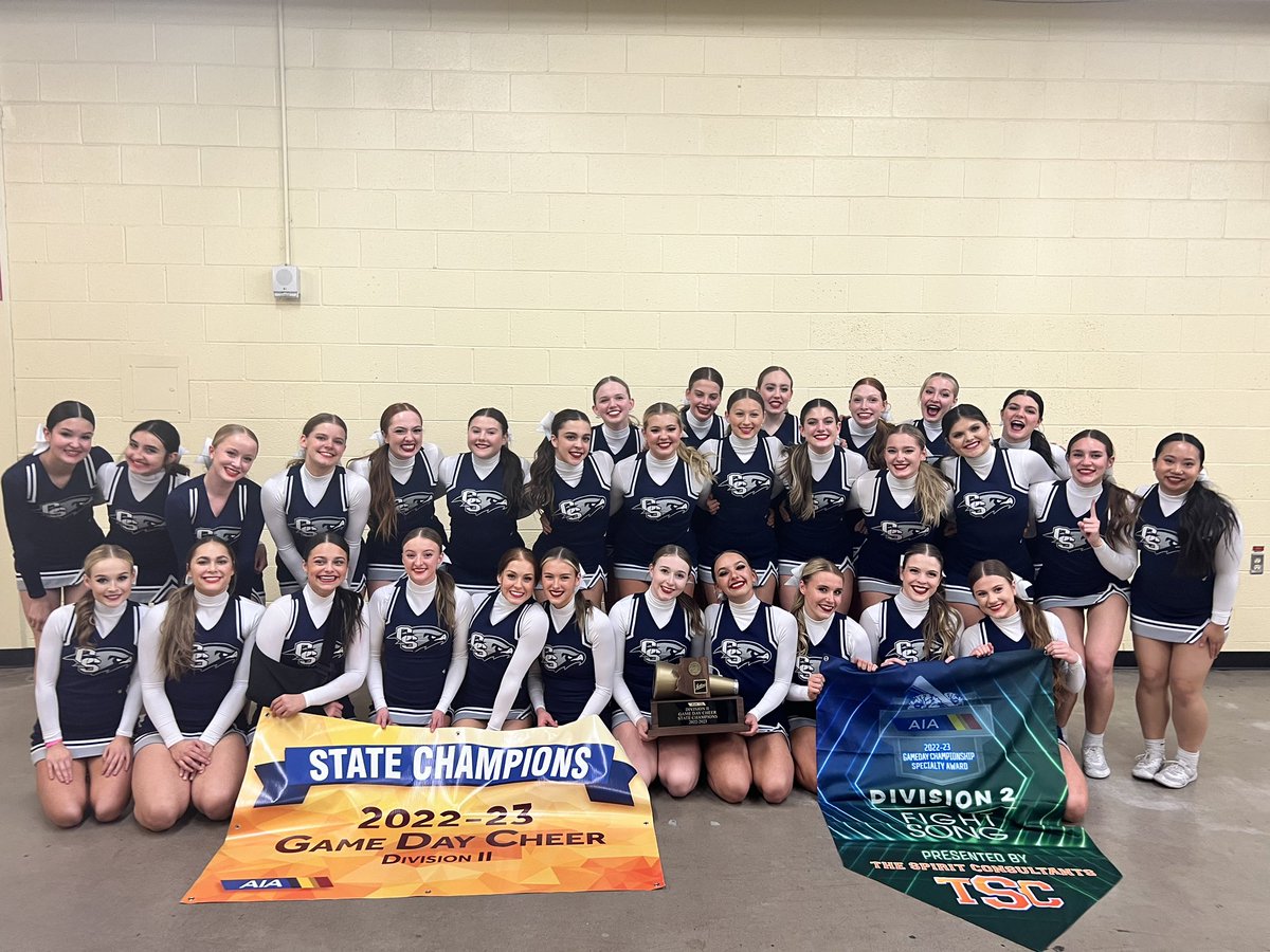 CS_Cheerleading's tweet image. Division II AIA Game Day State Champs! 📣

It was an incredible day for our falcons! Competing against so many talented teams, taking on a completely new category, and bringing home the state title their first time. We couldn’t be prouder to be a FALCON!