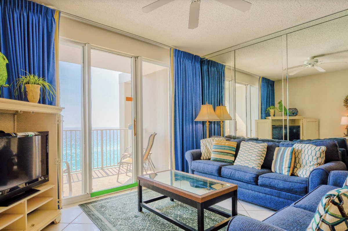 This is Majestic Sun, a luxury condominium resort situated on Seascape Golf, Beach and Tennis Resort. Each unit features 180 degrees of stunning, picture perfect views of the Gulf of Mexico. Featuring two doubles in the 2nd bedroom and a king in the master bedroom, plus a sle ...