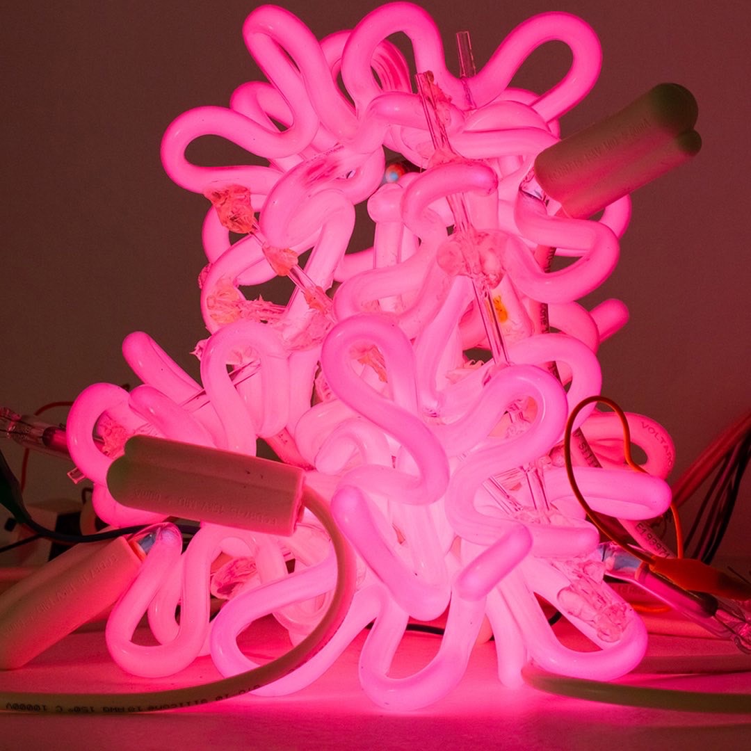 Ending on December 31st, the Collecting &amp; Connecting exhibit at the Museum of American Glass at #WheatonArts highlights various techniques, concepts, and materials, including #Neon sculpture and processes using biological materials. More info at wheatonarts.org/programs