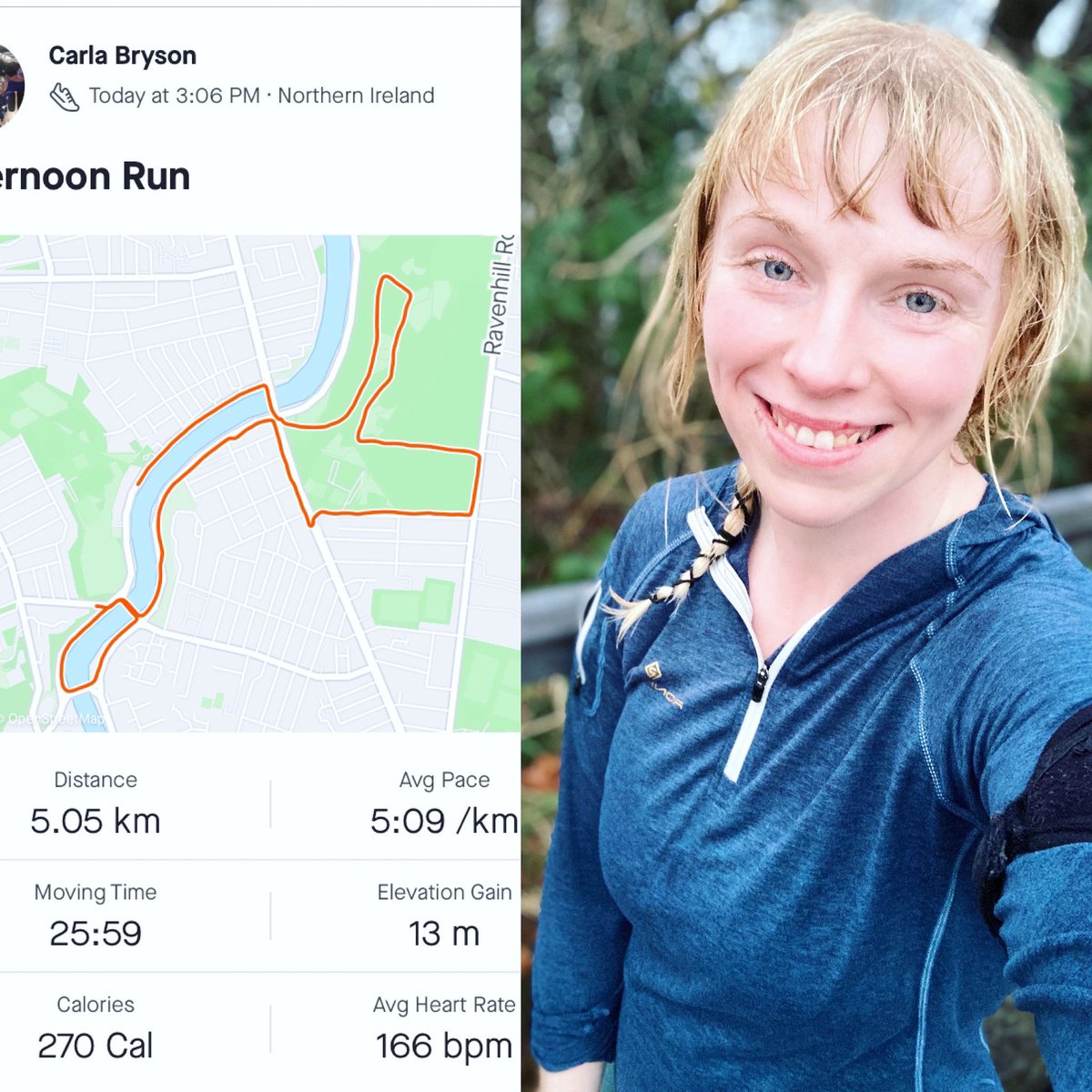 Teatania's tweet photo. #6thrunofchristmas - were halfway through! 🎄🏃🏼‍♀️

Another #lunchbreakrun with a #5kunder26 around #annadale and #ormeau 
The ice has lifted leaving a damp grey day in its wake. Lovely 😑

New week tomorrow and the final stretch. Hoping for some company on the least few outings. 👋🏻 https://t.co/7CBjMi9b51