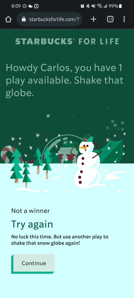 Krlosm_87's tweet photo. Just when I thought I would actually win something on the Starbucks for Life games, now this is happening. Didn't used to happen before but now that I have plenty of 2/3 items. @Starbucks https://t.co/IuR5E7gGFl