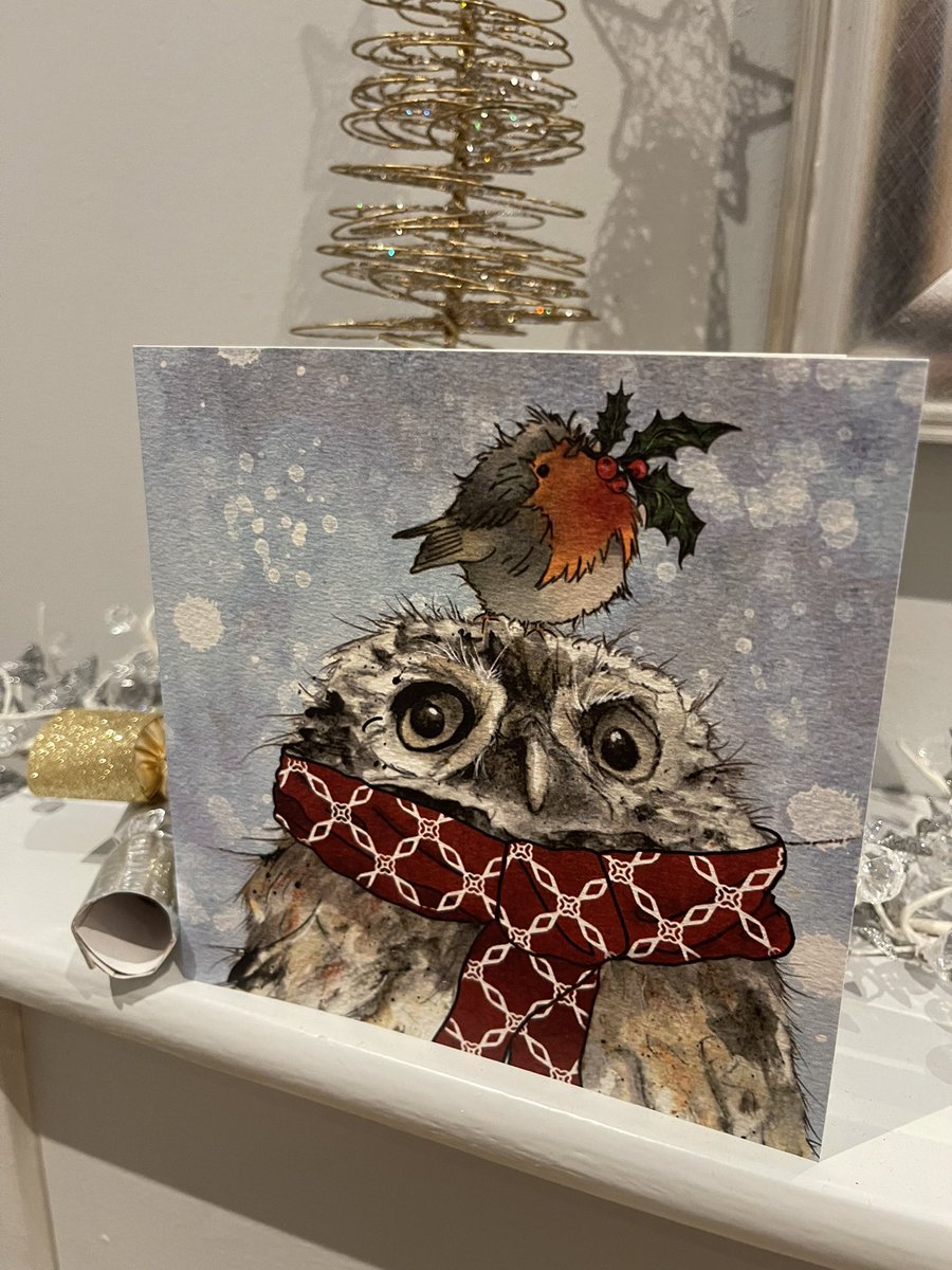 Robin &amp; Owl Christmas card #robin #owl #christmascards2022 #christmas2022countdown #christmas2022
