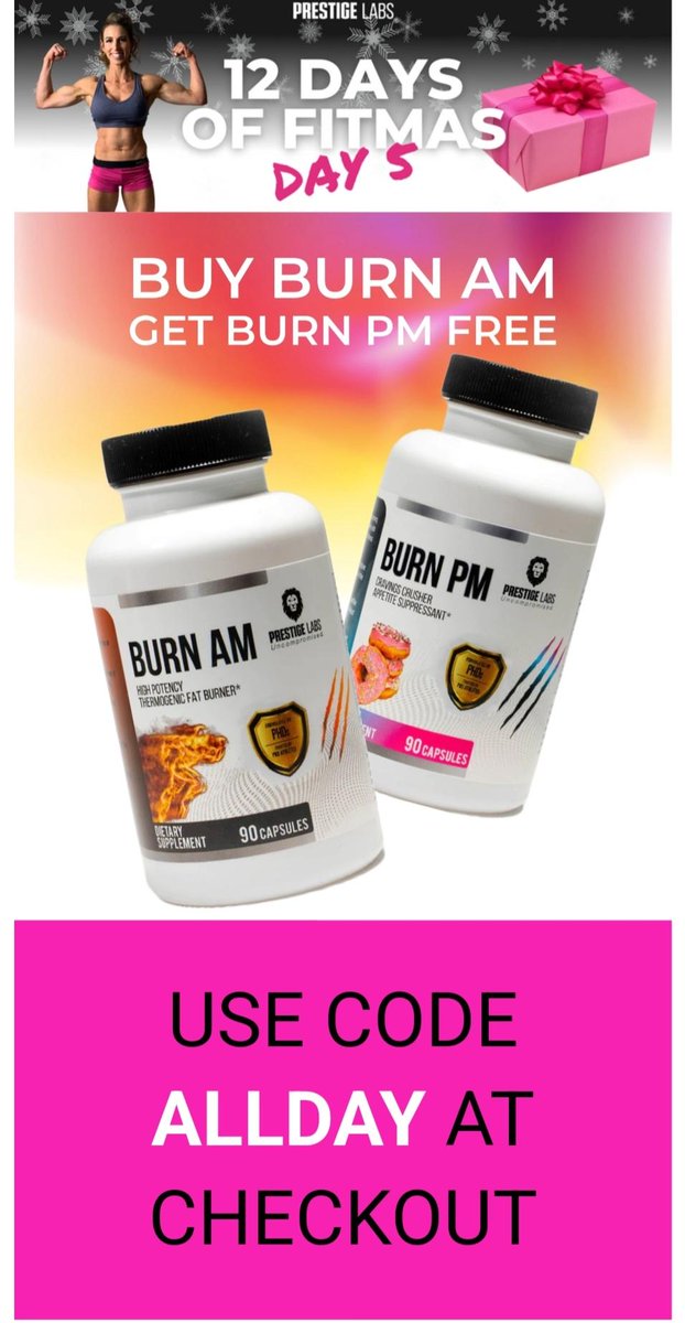 tuffgirlfitness's tweet photo. Prestige Labs 12 Days of Fitmas Day 5! Buy BURN AM and get BURN PM for FREE. Use code below. Order here https://t.co/jgR3yHgGNA
#prestigelabs #12daysoffitmas #multivitamin #intra #teststorm #loseweight #losefat #proteinpowder #proteinshake #burnam #burnpm
#chocolate #vanilla https://t.co/0EUPzDe2oV