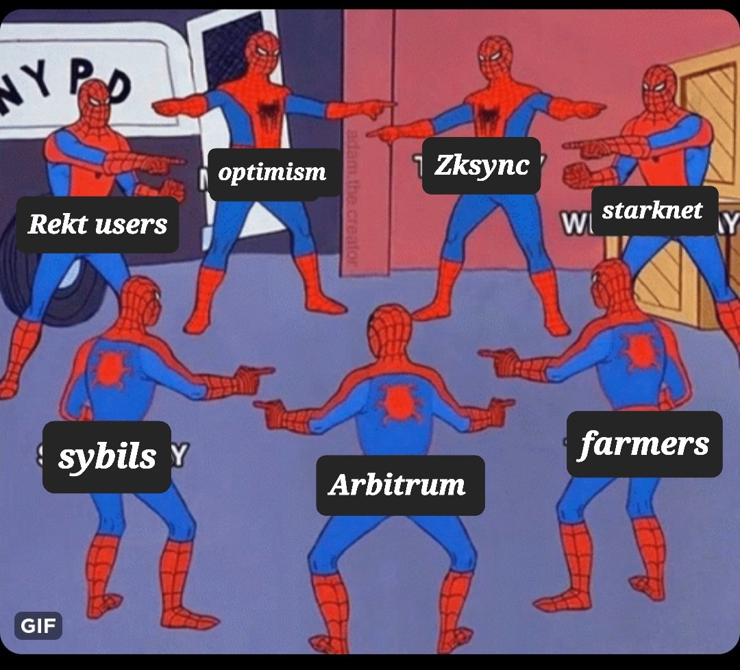 Yogi13031997's tweet photo. To summarize
@StarkWareLtd is waiting for #ARBI
@arbitrum is waiting for #zkSync
@zksync is delaying for #stark &amp; #ARBI
Meanwhile
@optimismFND is waiting for all of them
While farmers are tired of all this shit.
Users just need stimulus to survive this bear
"The L2 token paradox" https://t.co/pIN3bMCDSR