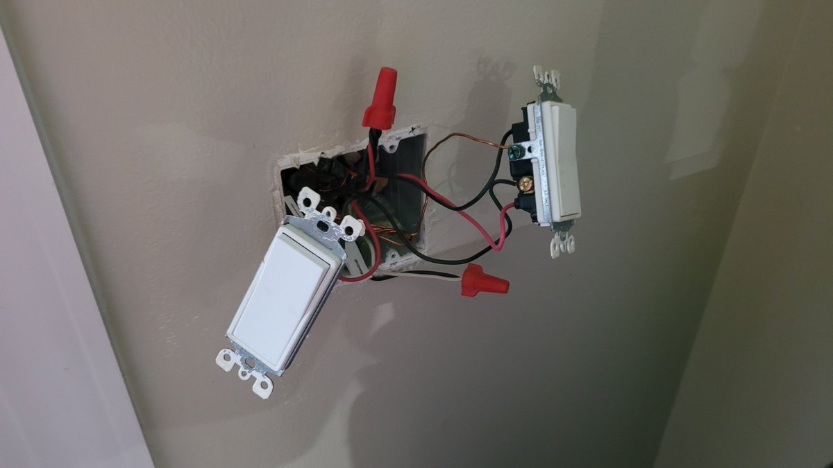 JVPhysics's tweet photo. Changing out switches.  Making them "smart". https://t.co/Gzi4WwFpu1