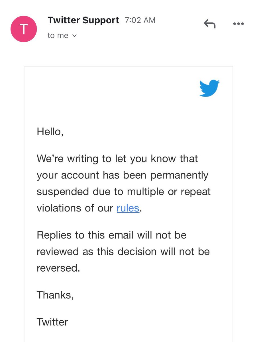 Taylor Lorenz said twitter formally denied her appeal and suspended her permanently. they said "this decision will not be reversed."