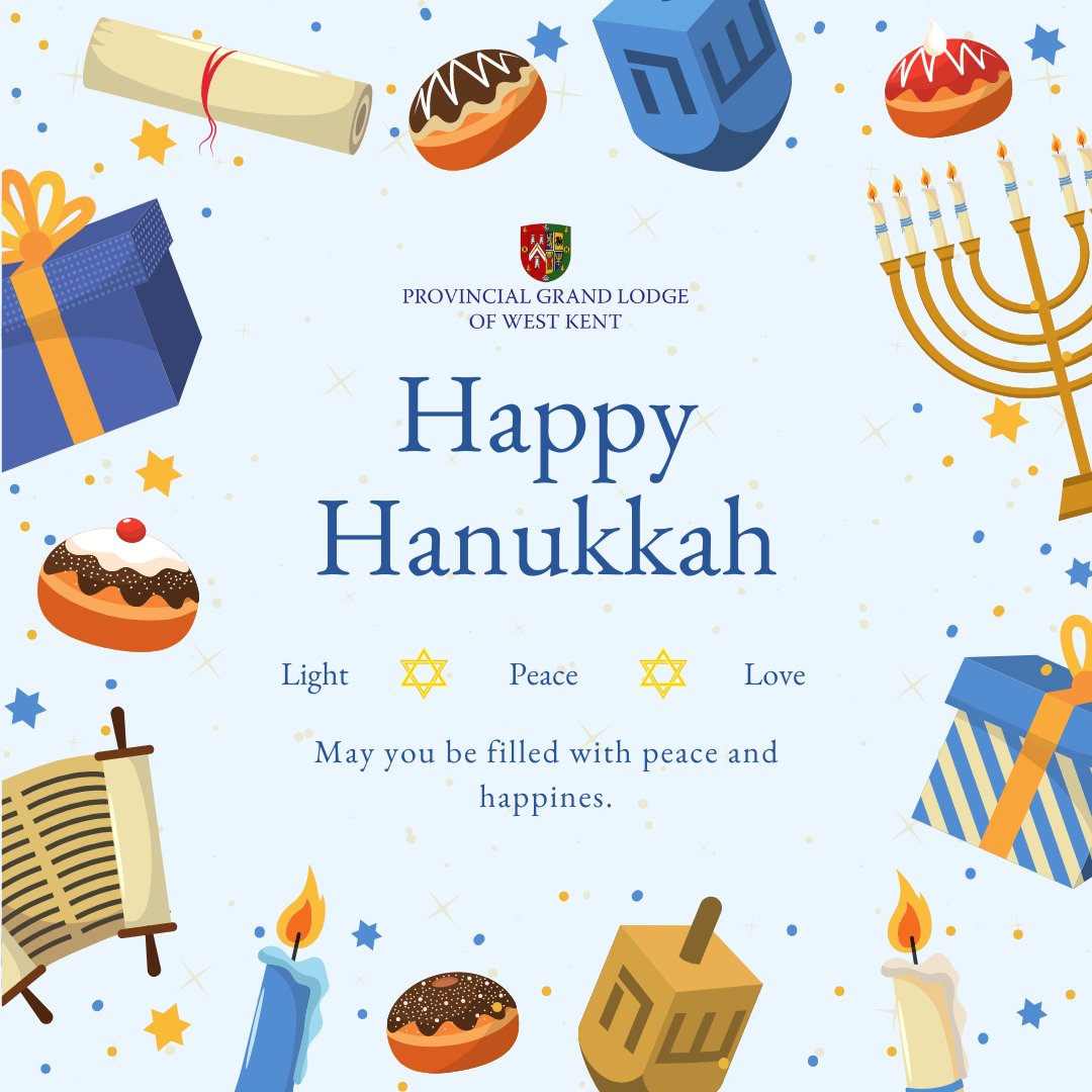 Happy #Hanukkah to all our #Friends and #Brothers who are celebrating the start of Hanukkah today.

#WestKentFreemasons #Freemasonry #Freemasons #Celebrate #HolyHoliday #Jewish #Sunday #SundayVibes