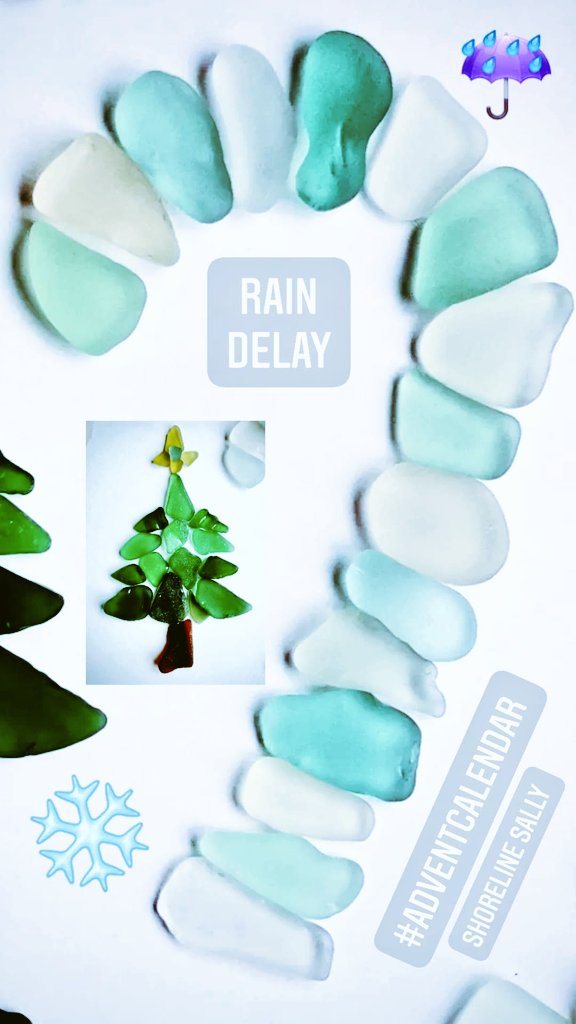 DigiDaughter's tweet photo. RAIN DELAY ☔ (back soonest!)
So I've rearranged the #seaglass pieces that are on my workbench at the moment into a hasty #Christmastree and a frosty #candycane
#AdventCalendar #christmas #beachart #SandBanksy #ShorelineSally #seaglass
#the12daysofbeachmas 💙🌊🌊🌊 https://t.co/yezCdEfiJW