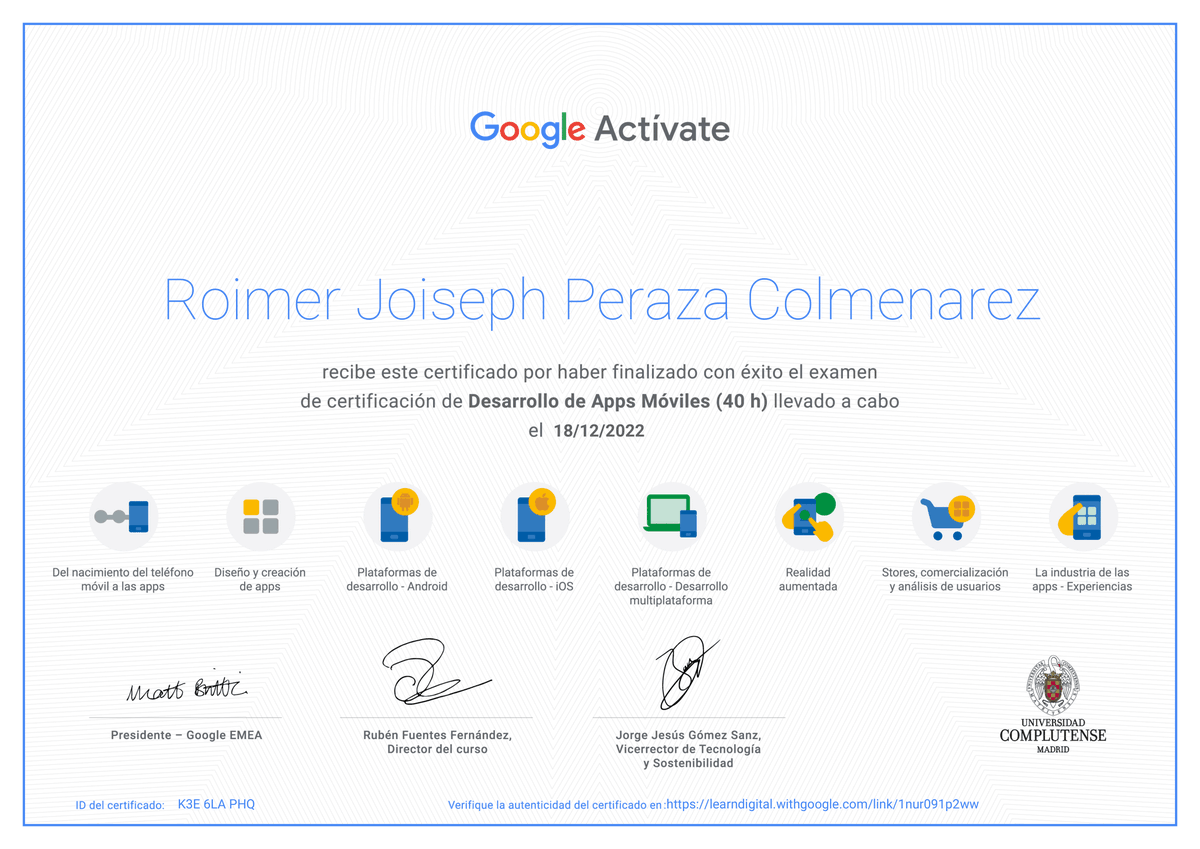 joicodev's tweet photo. He finalizado el curso de "Desarrollo de Apps Móviles" de Google Actívate con la Universidad Complutense Madrid (UCM). #appMobile #googleactivate https://t.co/PcJIcGZbWb