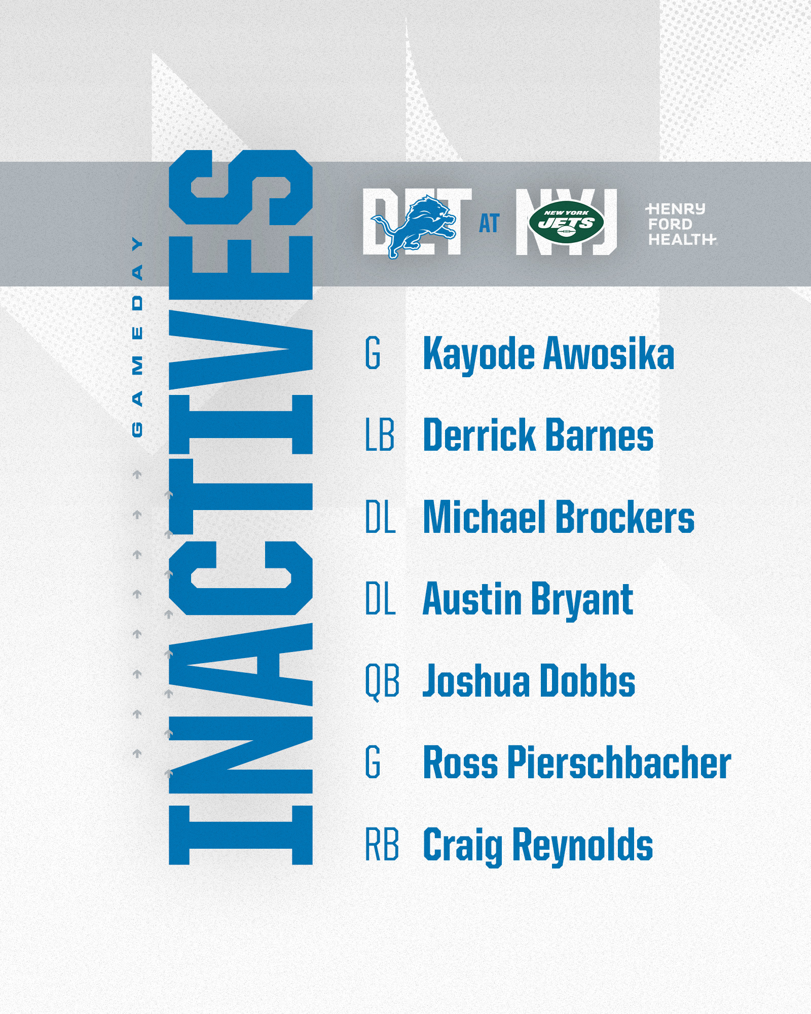 Detroit Lions On Twitter DETvsNYJ Inactives Presented By Henry Ford detroit-lions-on-twitter-detvsnyj-inactives-presented-by-henry-ford
