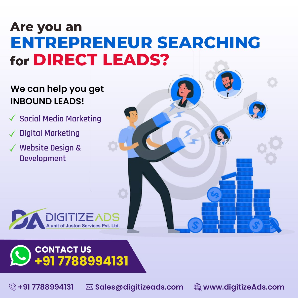 DigitizzeAds's tweet photo. If you are an entrepreneur and searching for leads to grow up your revenue, reach to #DigitizeAds in Bhubaneswar. We can generate inbound leads through Social media, Digital Marketing, and Website Design &amp; Development. Call to +91 7788994131 to get more information
#SocialMedia https://t.co/rwNcjubyHm