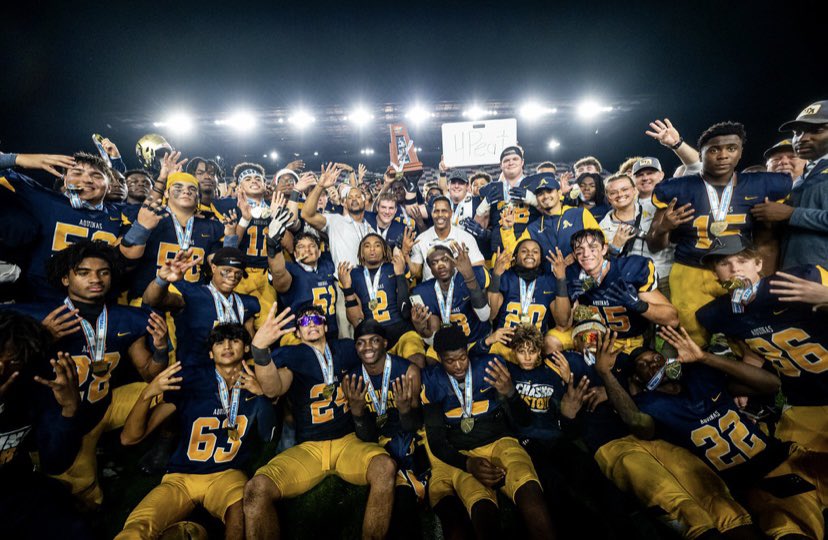 DominicPDiaz's tweet photo. Couldn’t have dreamed of a better way  to end my senior year than with a State Championship with the best teammates and Coaches I’ve ever had. Thank you @CoachCrissy13 @coachkahn @CoachHarriott for believing in me. 52 out. #Blessed #AGTG #ChurchGang #GoldBlooded 
@STA_Football https://t.co/DYY8O8TAyq