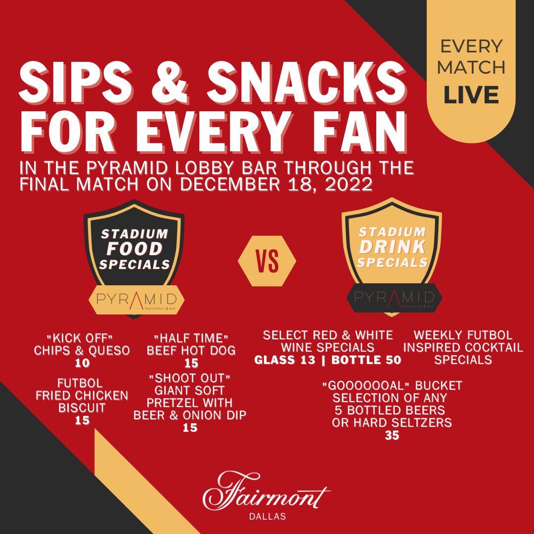 The final match is finally here! ⚽ Join us in Pyramid Bar for snacks, sips, and every moment of action on the big screens. Who are you hoping will take it all?