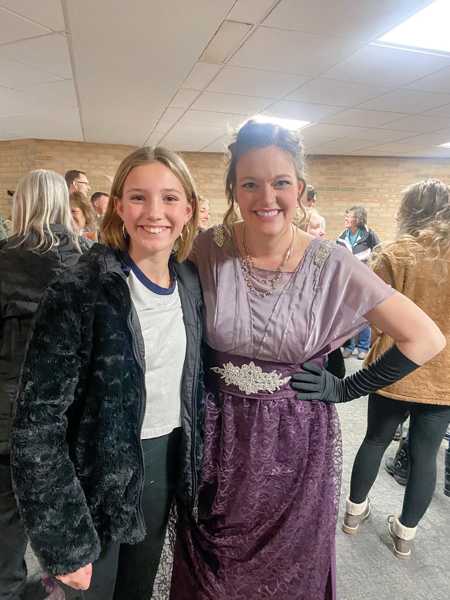So glad we were able to see one of Sloane’s favorite music teachers from last year. Mrs. E was fabulous as Dolly in Hello Dolly! Another of her favorite music teachers from <a href="/SandCreekInt/">Sand Creek Intermediate</a>, Mrs. Hicks, was the musical director but we missed getting a picture. 🎶🎭