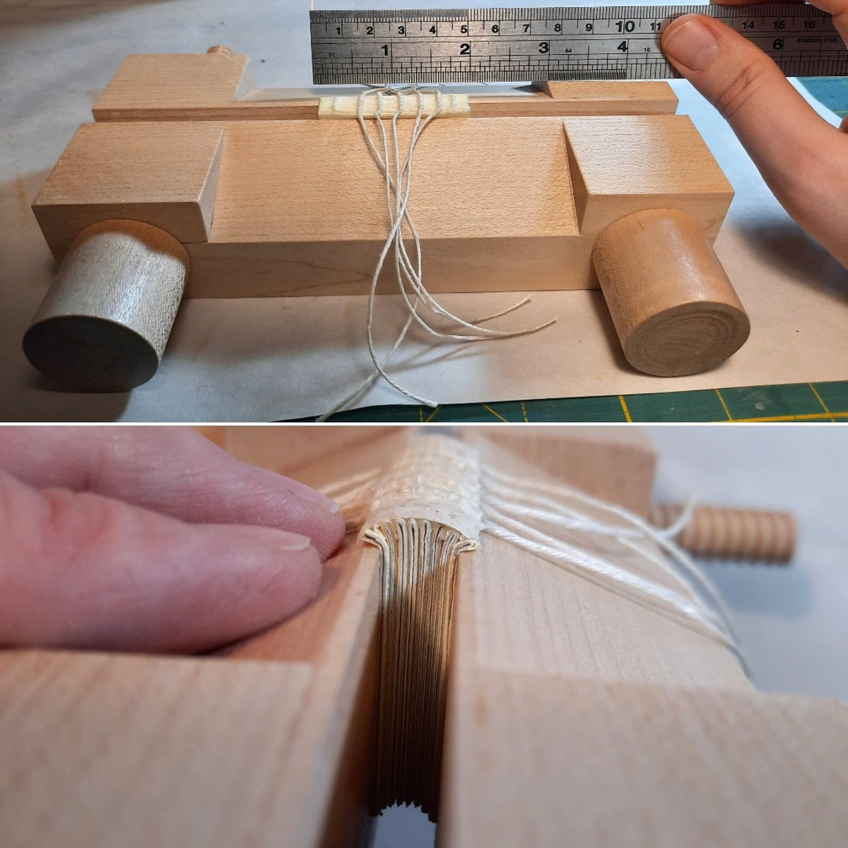 ariellesbindery's tweet photo. First time rounding and backing a miniature! So excited to see how cute this little Cambridge Panel will be! https://t.co/djJGUhDZWM