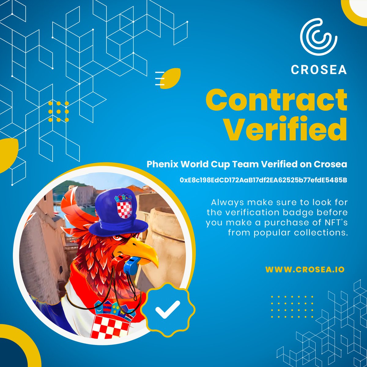CroSea | Cronos NFT Marketplace (@croseanft) on Twitter photo #crofam #PhenixWCTeam #NFTs are verified on #Crosea #NFTMarketplace. Trade these #NFTs on the largest open #NFTmarketplace on #cronos
1⃣ ❤️&🔁
2⃣ Follow <a href="/croseanft/">CroSea | Cronos NFT Marketplace</a> & @phenixfinance
3⃣ Tag 3 friends
#cro #CronosChain #fftb #crofamily #NFTProject #crofam #PhenixWCTeam #NFTs are verified on #Crosea #NFTMarketplace. Trade these #NFTs on the largest open #NFTmarketplace on #cronos
1⃣ ❤️&🔁
2⃣ Follow <a href="/croseanft/">CroSea | Cronos NFT Marketplace</a> & @phenixfinance
3⃣ Tag 3 friends
#cro #CronosChain #fftb #crofamily #NFTProject