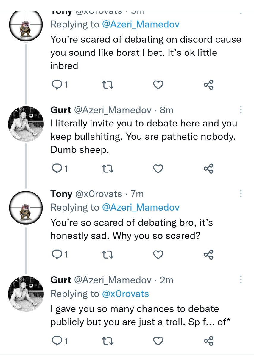 Azeri_Mamedov's tweet photo. I usually don't block people but when you are a troll like this clown, I'll block you. I invited him to debate publicly numerous times but he kept responding with nonsense and insults and some idiotic memes on every post I made. I don't have any respect for dumb trolls. https://t.co/2JyTA8k2f3