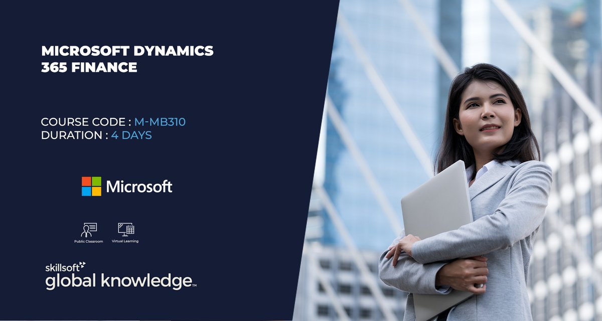 GKSaudi's tweet photo. This course discusses how to configure and use essential components of financial management in Dynamics 365 for Finance and Operations.
Learn More:
https://t.co/oHYxw69BVw 

#GlobalKnowledge #Courses #training #learning #workshops #Microsoft #publicclassroom #virtuallearning https://t.co/9vam7pf1FV