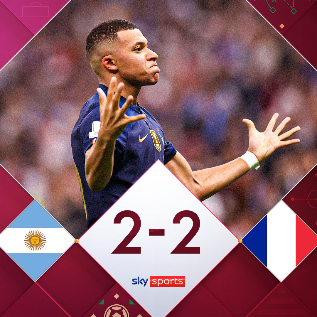 SkyFootball's tweet photo. An EXTRAORDINARY World Cup final! Extra time it is 🍿🍿