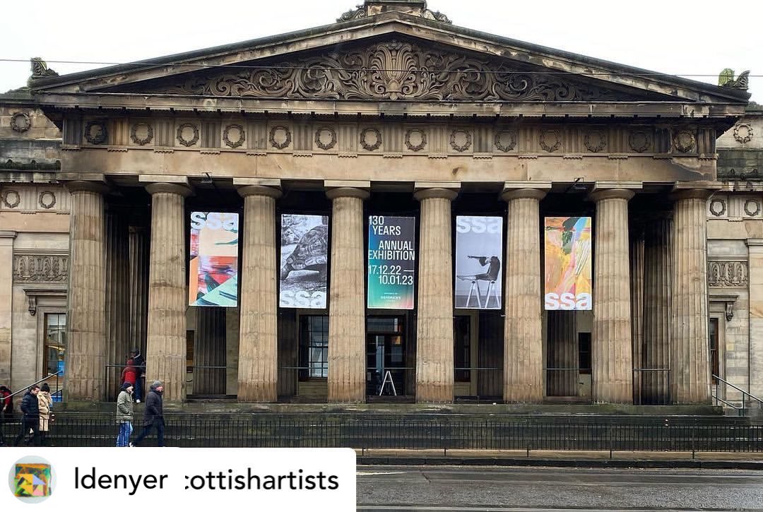 Thoroughly enjoyed @SocietyScotArt SSA 130 YEARS | ANNUAL EXHIBITION on Friday night 
Very happy to see one on my paintings on the banner! 🤩

Show continues to 10 Jan <a href="/RoyalScotAcad/">Royal Scottish Academy</a> Hope you get the chance to see it if you’re in #Edinburgh 

More info: s-s-a.org