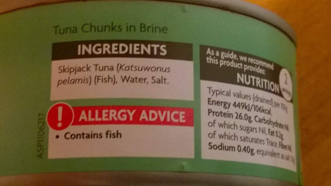 Has the world gone mad... we need to be advised that tuna contains fish 😆