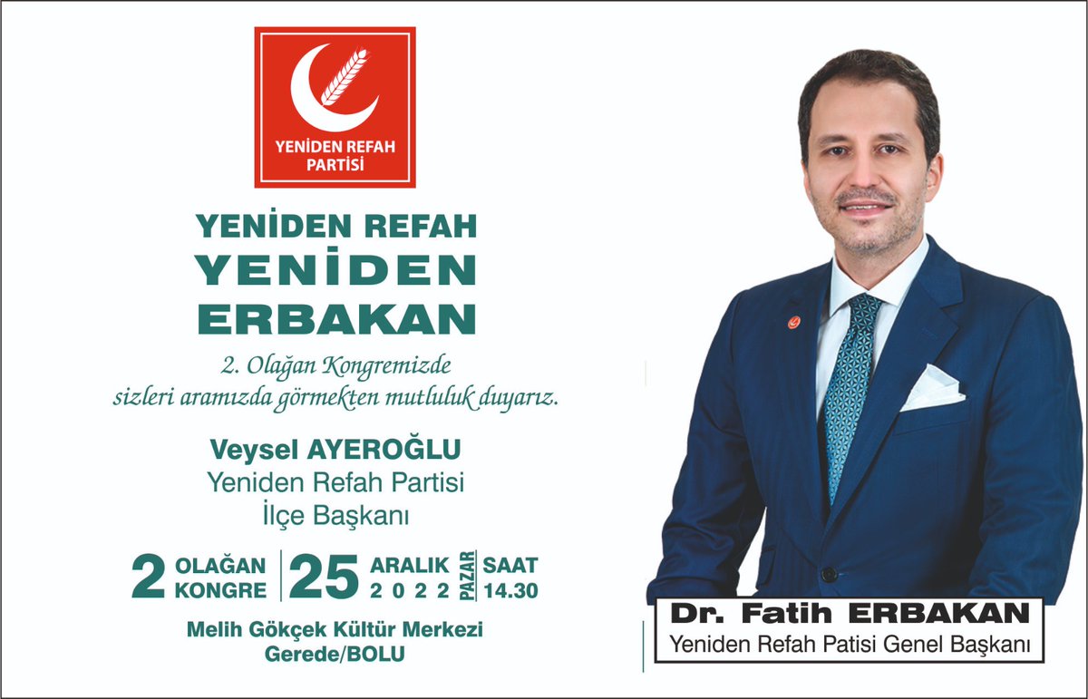 veyselyeroglu's tweet photo. 25 Aralık 2022 Pazar günü saat 14.30 da Gerede ilçe kongremize herkes davetlidir https://t.co/Mp60HgwM3b