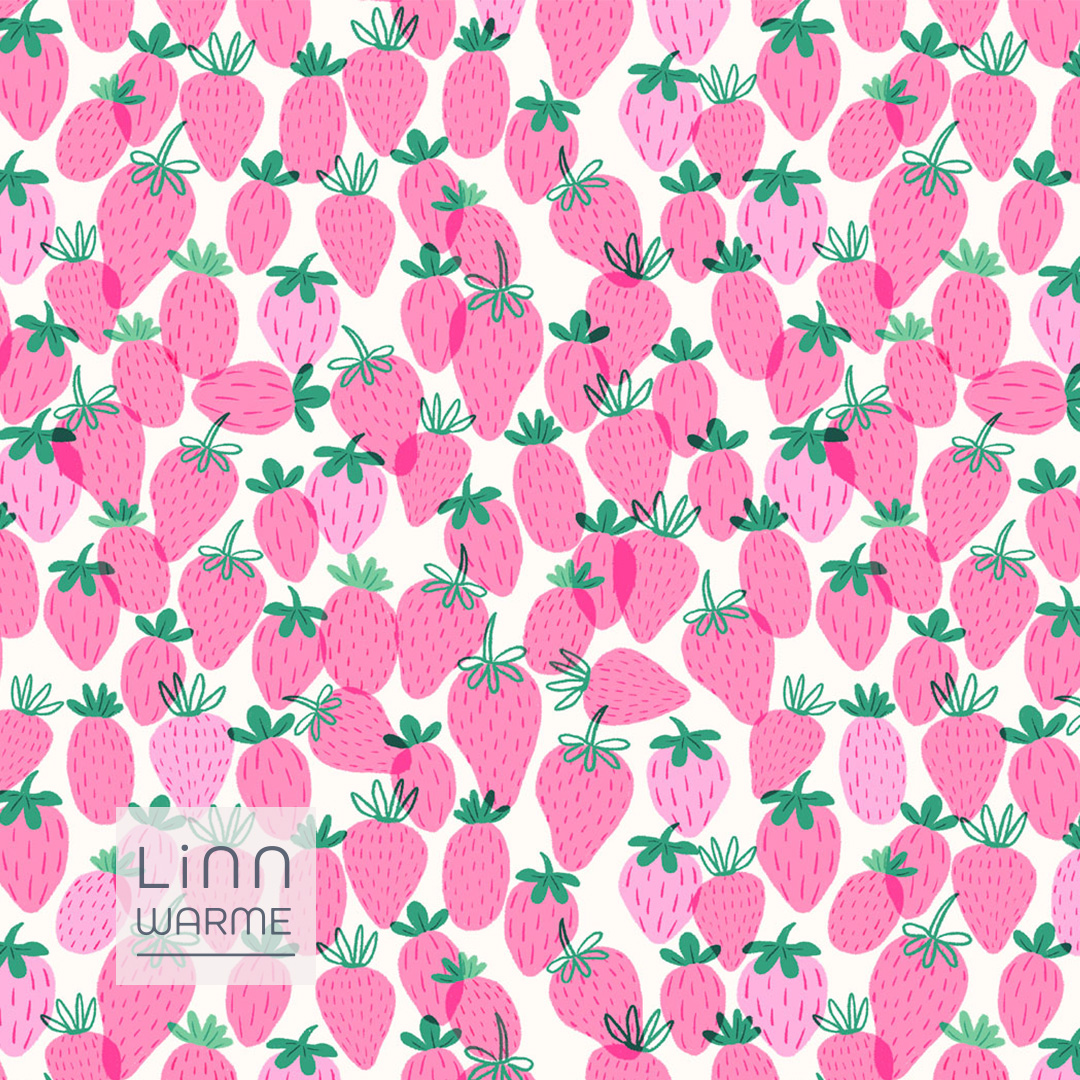 LinnWarme's tweet photo. Don’t you miss summer with this sweet strawberry pattern? I know I do..  #surfacepatterncommunity #procreatepattern #seamlesspattern #wallpaperdesign #mönsterformgivning https://t.co/neAdRgqjb7