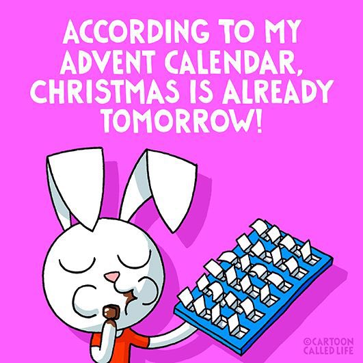 Time flies 🐰😇😋🎄

#AdventCalendar #christmas #Advent #cartooncalledlife #cartoonoftheday #comic #humour #gaycartoon #artist
