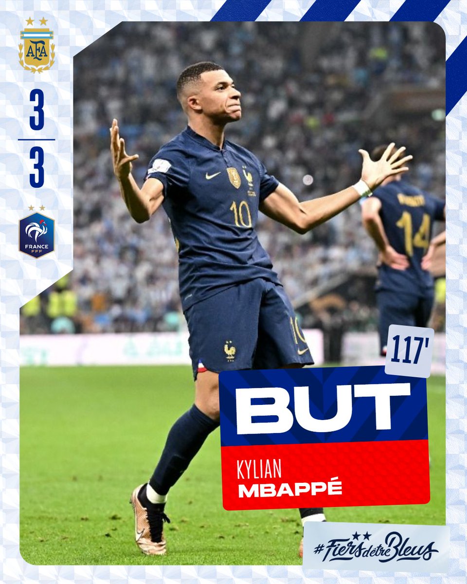 equipedefrance's tweet image. ENCORE UNE FOIS LA FRANCE REVIENT AU SCORE GRACE A UN BUT DE @KMbappe ! 💪

LE TRIPLEEEEEE 🤯🤯🤯

🇦🇷3-3🇫🇷 | #ARGFRA | #FiersdetreBleus