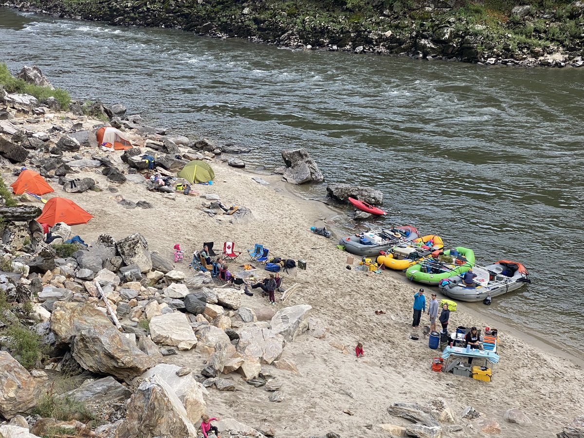 A view from above camp. Night #7 (last night on river) on the Main Salmon River, Idaho. Top 5 multi-day river trip. #idaho #idahorafting #rafting #camping #dreamingofsummer