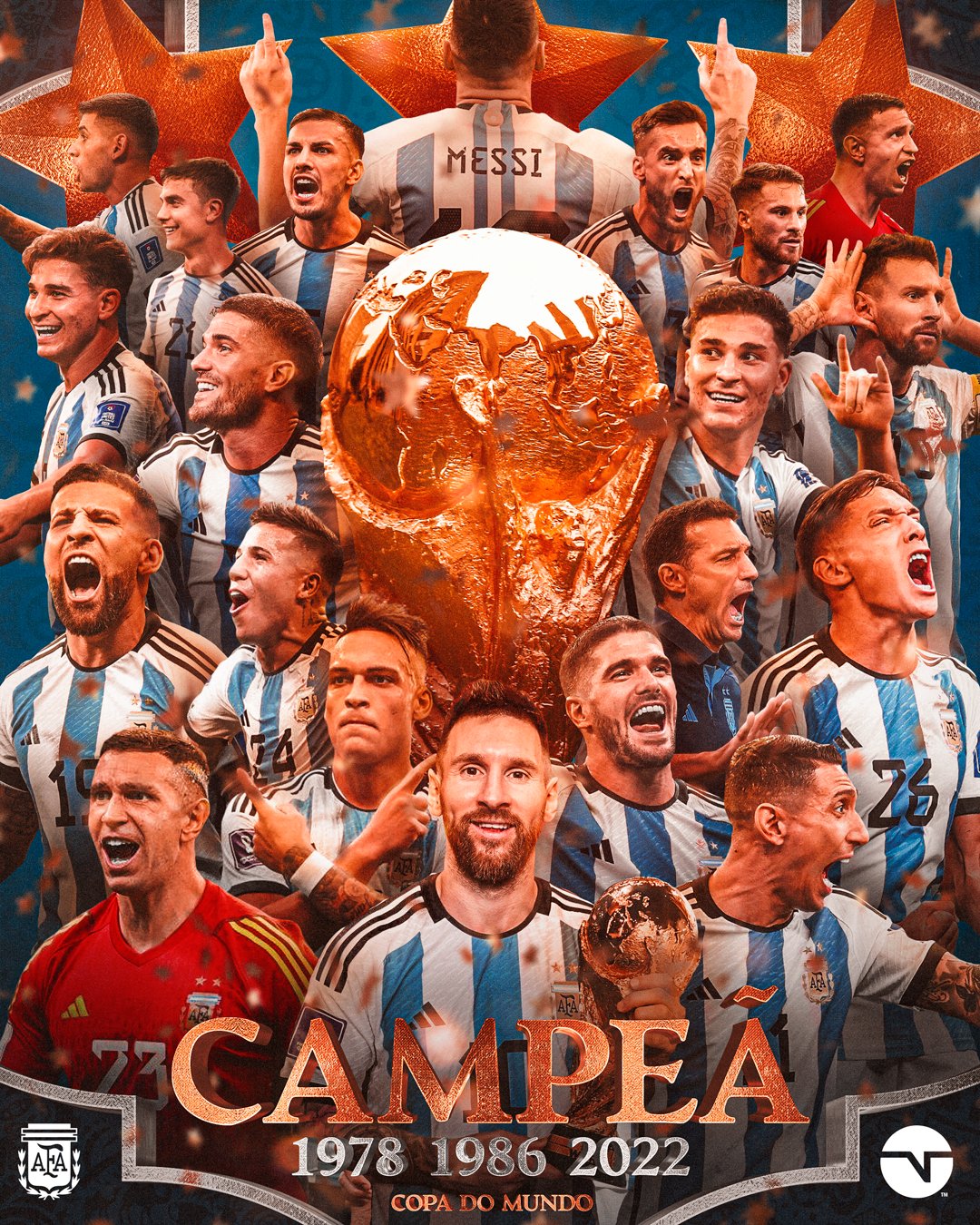 Baixe o pôster da Argentina campeã da Copa do Mundo - 18/12/2022