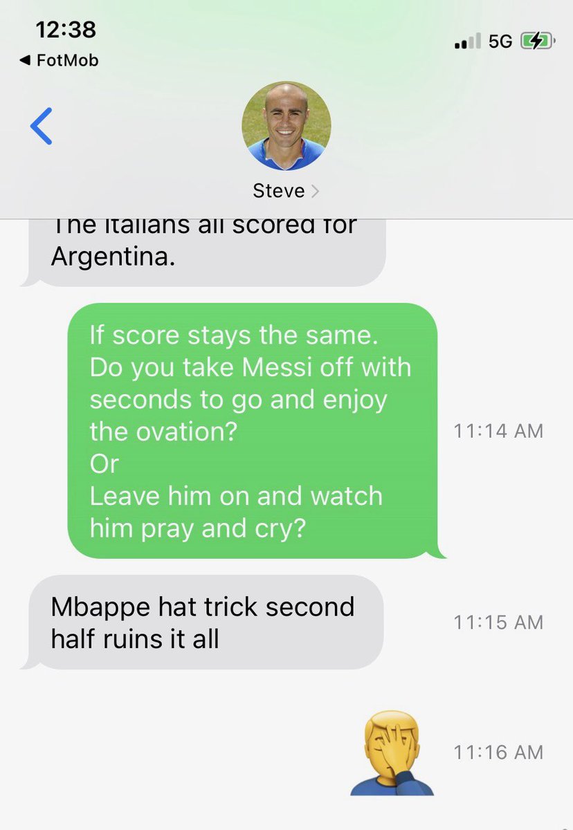 A real conversation between myself and my gumbadi Michael at halftime today. Time stamped and all.

What can I say. I called it.