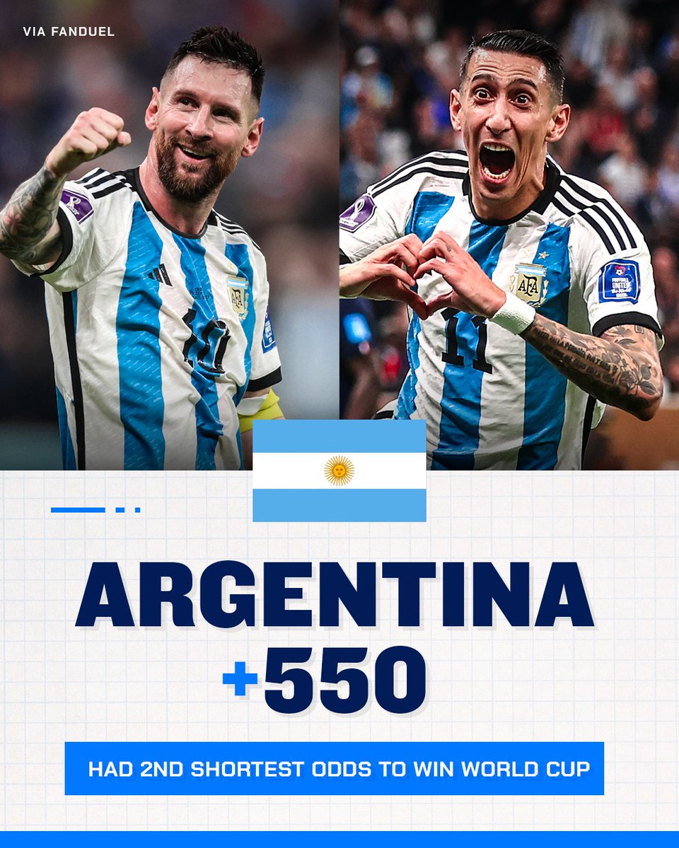 TSN_Edge's tweet photo. MESSI AND ARGENTINA HAVE DONE IT!! 🇦🇷💰🏆 

CASH THOSE TICKETS!! #FIFAWORLDCUP https://t.co/020vzjc5jE