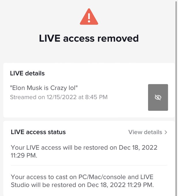 I got suspended from TikTok live for Saying Elon Musk was crazy lol https://t.co/LgpJIcJPOz<a href="/tag/whenwewereyoungfestival"class="tags"><span>#whenwewereyoungfestival</span></a>