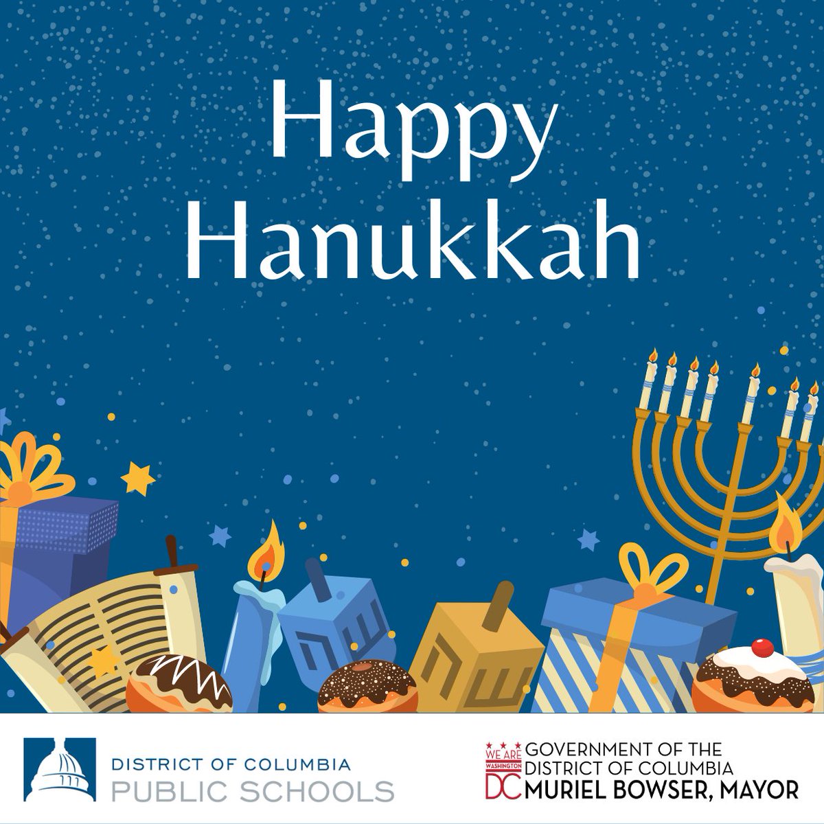 Happy Hanukkah from all of us at DCPS. Tonight, Jewish members of our community usher in the light of Hanukkah as we light the first candle of the holiday.⁠ May your festivities be filled with peace, love, and light!