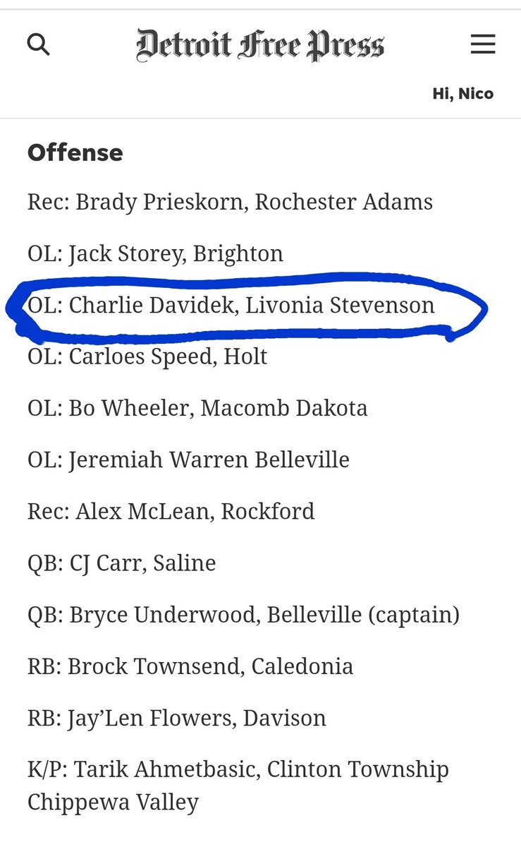 nicoa13's tweet photo. Congrats @Chuckdavidek being named to 2022 All State Team for OL by @freep #Spartans #allstate @MIexposure @AllenTrieu @McKeownDB https://t.co/eowy7Fxunh