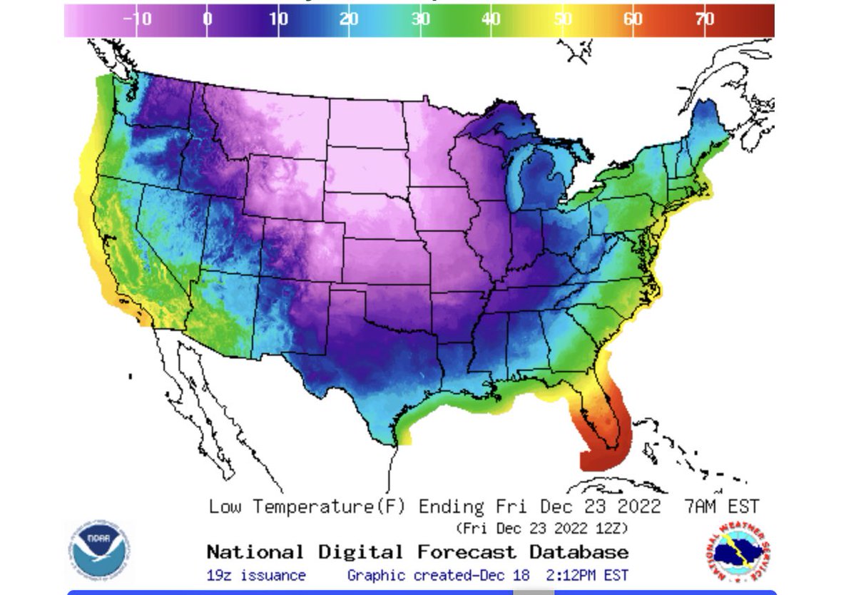 Stunning. 80% of the country will be at or below freezing on Friday. 🥶