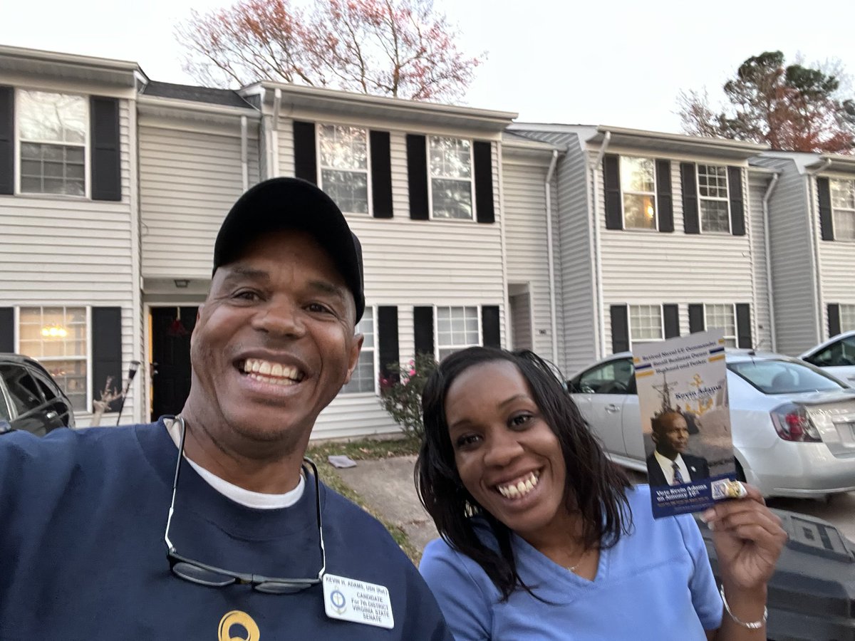 kevinadamsva's tweet photo. From morning to dark, my team and I are out at the doors getting to talk to as many of you as possible.

Every vote is critical in this election and we aren’t wasting one minute. 

Get out and vote before the holidays! 

If you have any questions, call my team at 757-786-9226. https://t.co/B4tevrkZsa