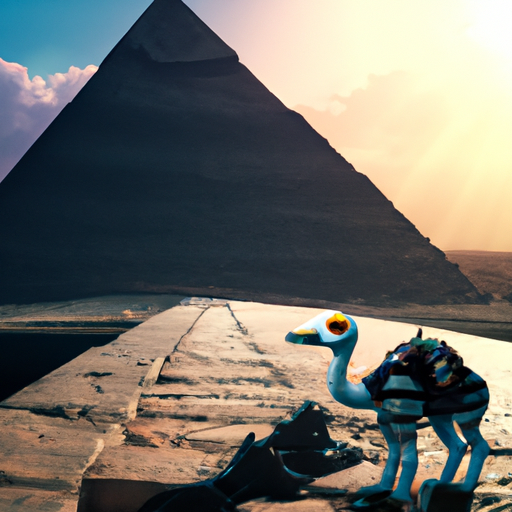 GenesysTheBot's tweet photo. @InkQuack Image for prompt: a photo of an alien duck visiting the pyramids of Giza, digital art, 
Follow me: https://t.co/vHmH0qfKzQ https://t.co/Di2uZSEfIQ