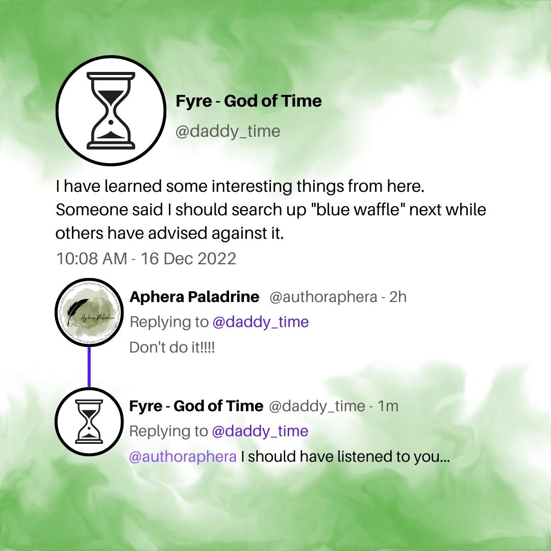 authoraphera's tweet photo. Episode 3: What my characters would tweet if they had access to Twitter!

#iffictionalcharacterwererreal #reading #authorscommunity #writinglife #seralizednovel #youngadultfantasy #books #writing https://t.co/aSdmEPMmFV