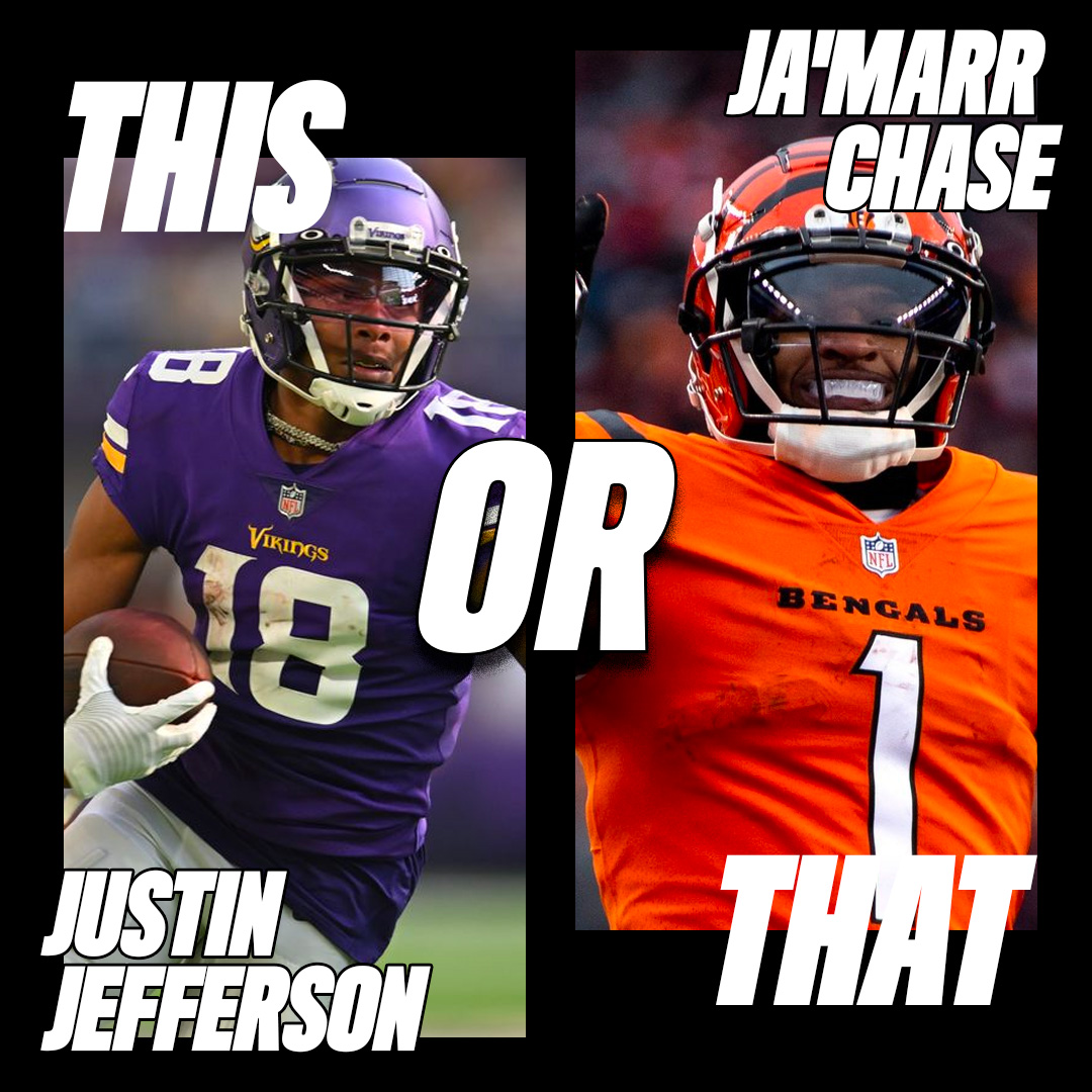 It's time to choose a wide receiver for your #NFL team 🏈 Would you rather have Justin Jefferson or Ja’marr Chase? 👀
