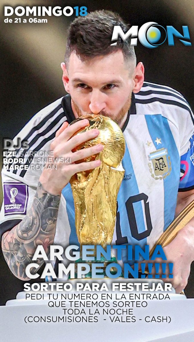 MOONDISCO1's tweet photo. ARGENTINA CAMPEÓN ‼️
🇦🇷🇦🇷🇦🇷🇦🇷🇦🇷🇦🇷🇦🇷🇦🇷🇦🇷🇦🇷
Domingo en MOON

S O R T E O ‼️

🔸1 Vale de $10000🤯
🔸2 COMBOS SKYY🍹
🔸2 COSECHAS TARDÍAS + SPEED🍷
🔸2 BALDES CORONA 🍻
🔸2 COMBOS DU🥂

Dale...
🔁Rt
❤Fav
✅ @ a dos amgxs https://t.co/XejmHWgAaL