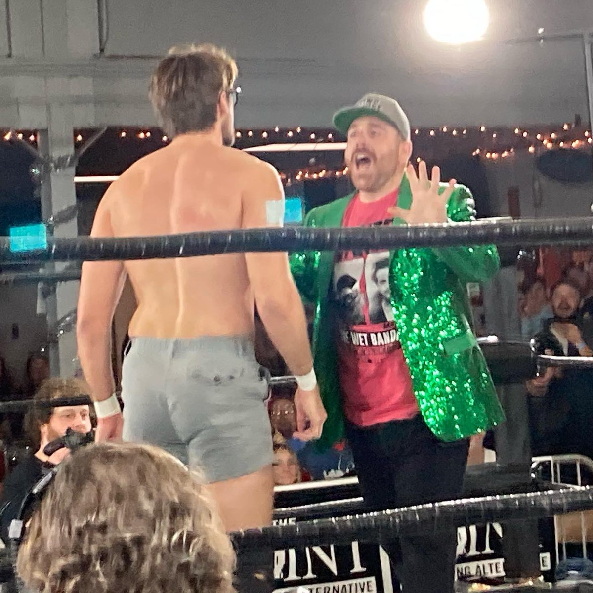 1057thePoint's tweet photo. Your new @rizzshow champion…is John Patrico!!! Thanks to a victory by @thanksdanthedad in the @WeAreGloryPro 4-way match…his special guest manager Paw Paw Patrico is going home with the belt! Sorry @patrico1057…he’s your Dad! #DecemberToRizzmember https://t.co/GhR5nBqail