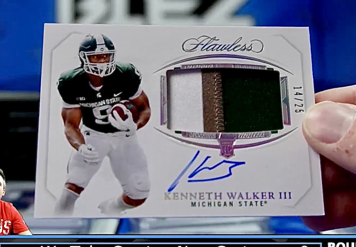 Hey #Spartan fans, where you at?!?

“K9” Flawless Collegiate Horizontal 3 Color RPA /25

#sportscards #sportscardsforsale #paniniflawless #flawless #rpa #kennethwalker #k9 #MichiganState #SpartanSunday