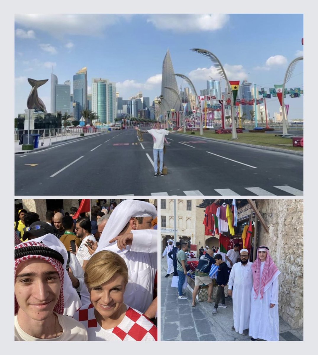 Kid is living his best life! Qatar for the World Cup Final-greatest player ever seals his place in history. 💙🤍Made the most of his time there and taken every opportunity to immerse himself and learn about the culture. Even met @KolindaGK! ❤️🤍