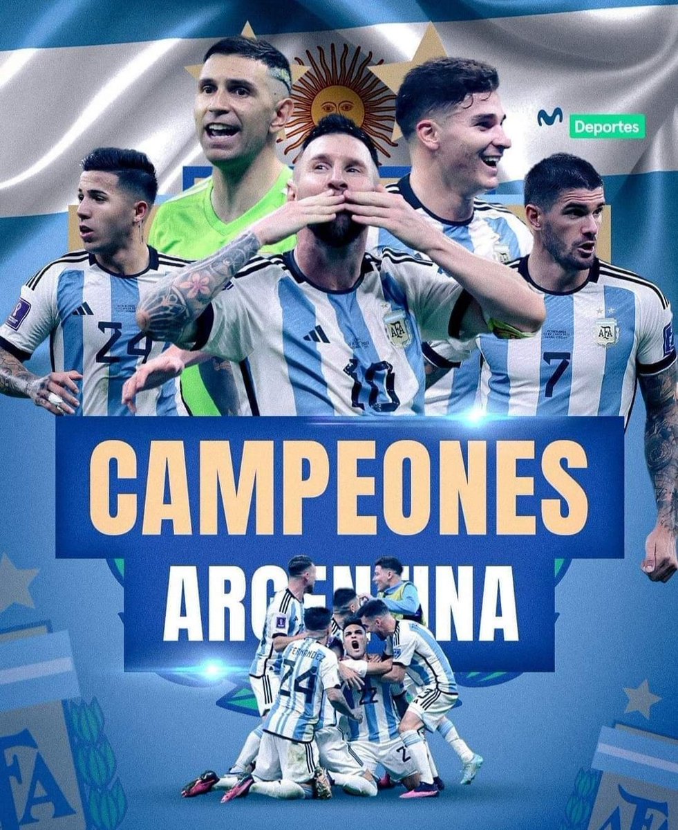 Bravooooo Argentina, bien merecido el triunfo!!! Felicidades a mi esposo, que vive el fútbol con una pasión única y al resto de los Argentinos que hoy celebran ser Campeones del Mundo!!! 👏😀🇦🇷
