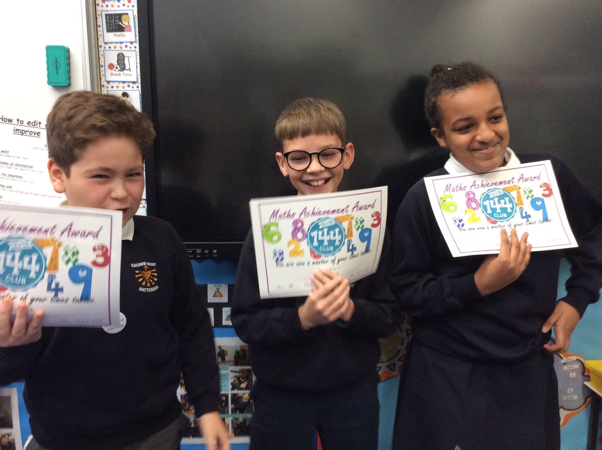 Sacred_Heart_1's tweet photo. Well done to the new members of this yearโs 144 club. #MultiplicationTablesCheck. Full marks for 3 sound-checks in a row #TTRS https://t.co/unCvUrzplC