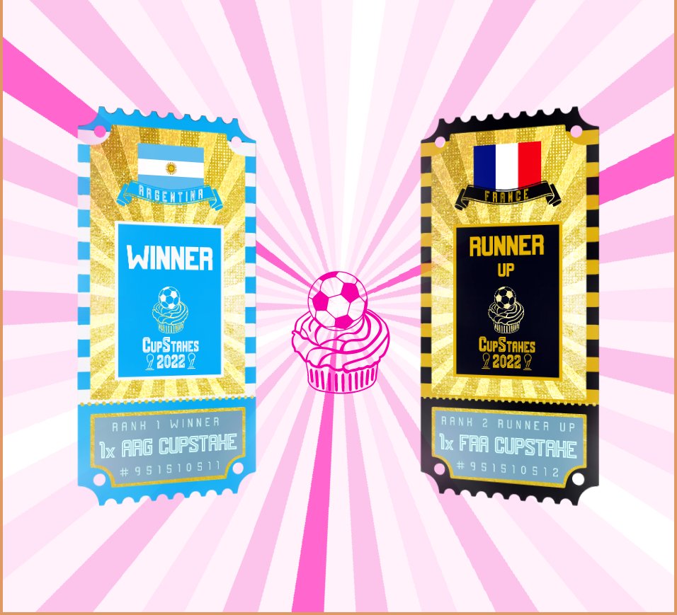 CupStakes's tweet photo. And just like that, it's over!

#ARG wins it after one of the best World Cup Finals in living memory 🍿

Your #ARG CupStakes will be redeemable for Ⱥ400.77 and your #FRA ones for Ⱥ51.53

1/ https://t.co/pxScVpHRmd