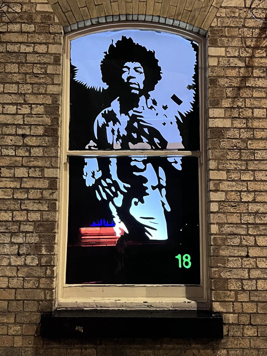 TheWarrenYP's tweet photo. Day 18 of our Alternative Advent Windows marks a year that would have seen the 80th birthday of the legendary Jimi Hendrix - who changed music forever & also once played Hull’s Skyline Ballroom on Jameson St. Fact-check: https://t.co/gOkchgojQ2 #WarrenWindows #Hull #JimiHendrix https://t.co/yRZ5Bg1mdB